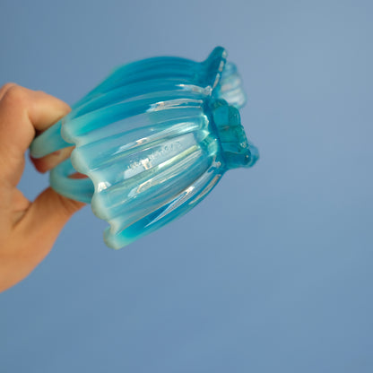 Vintage light blue glass basket