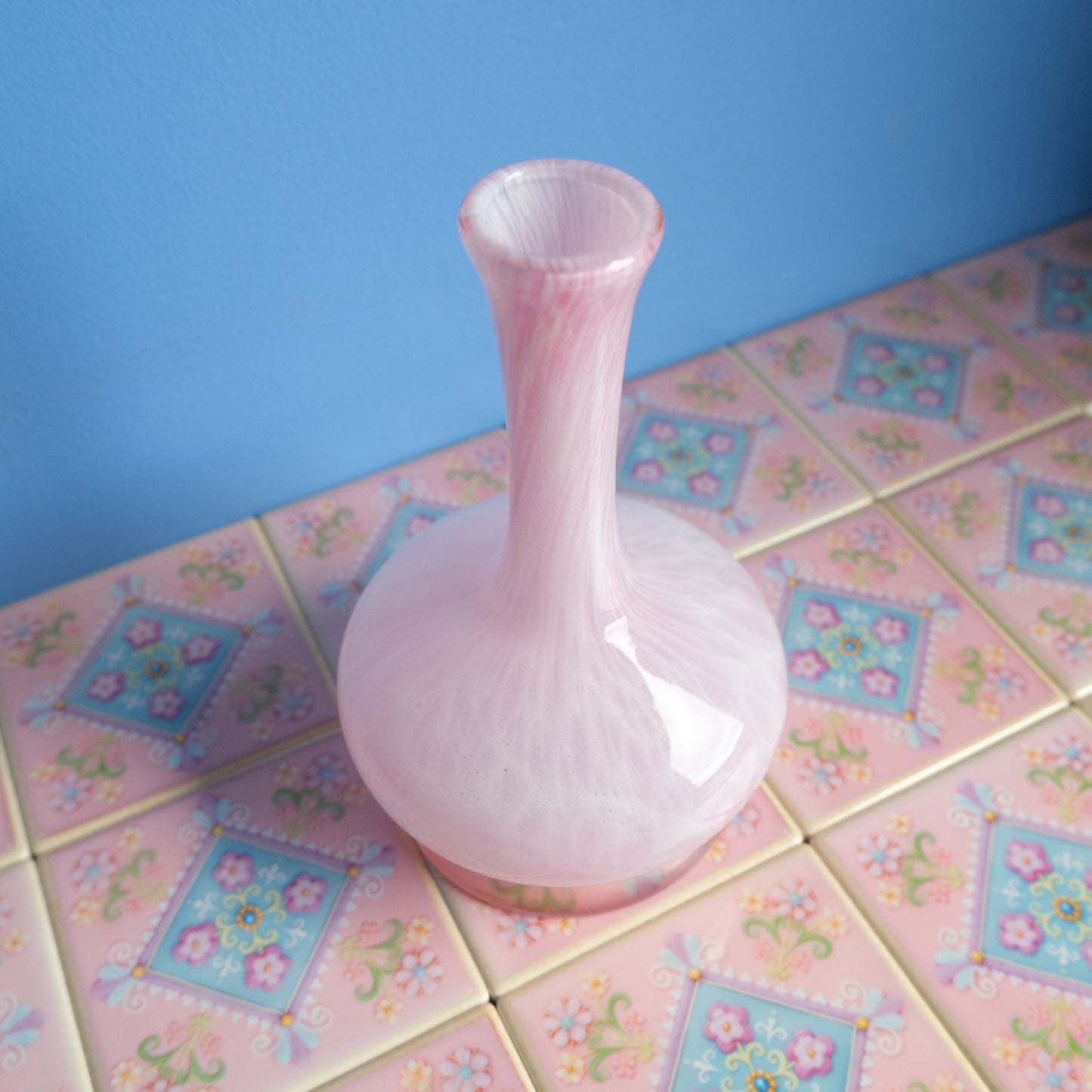 Vintage baby pink marble vase