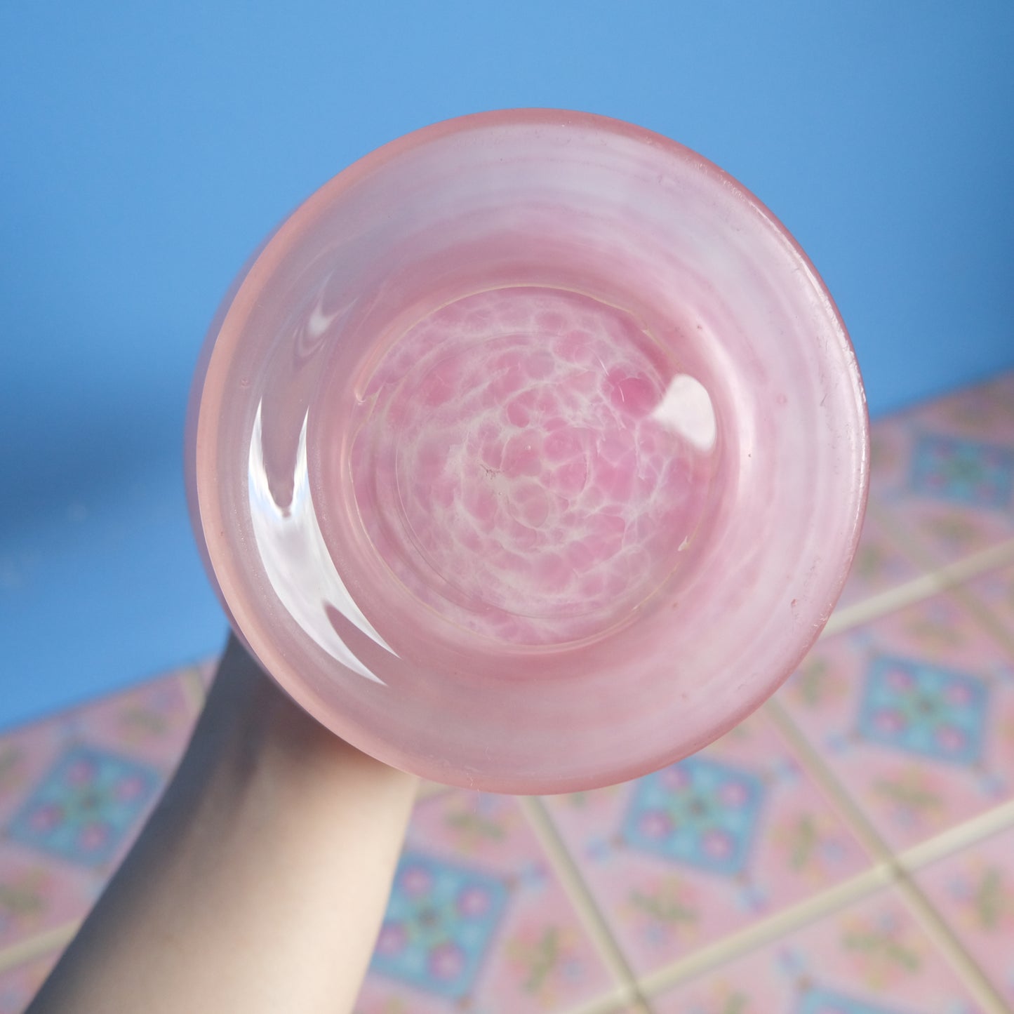 Vintage baby pink marble vase