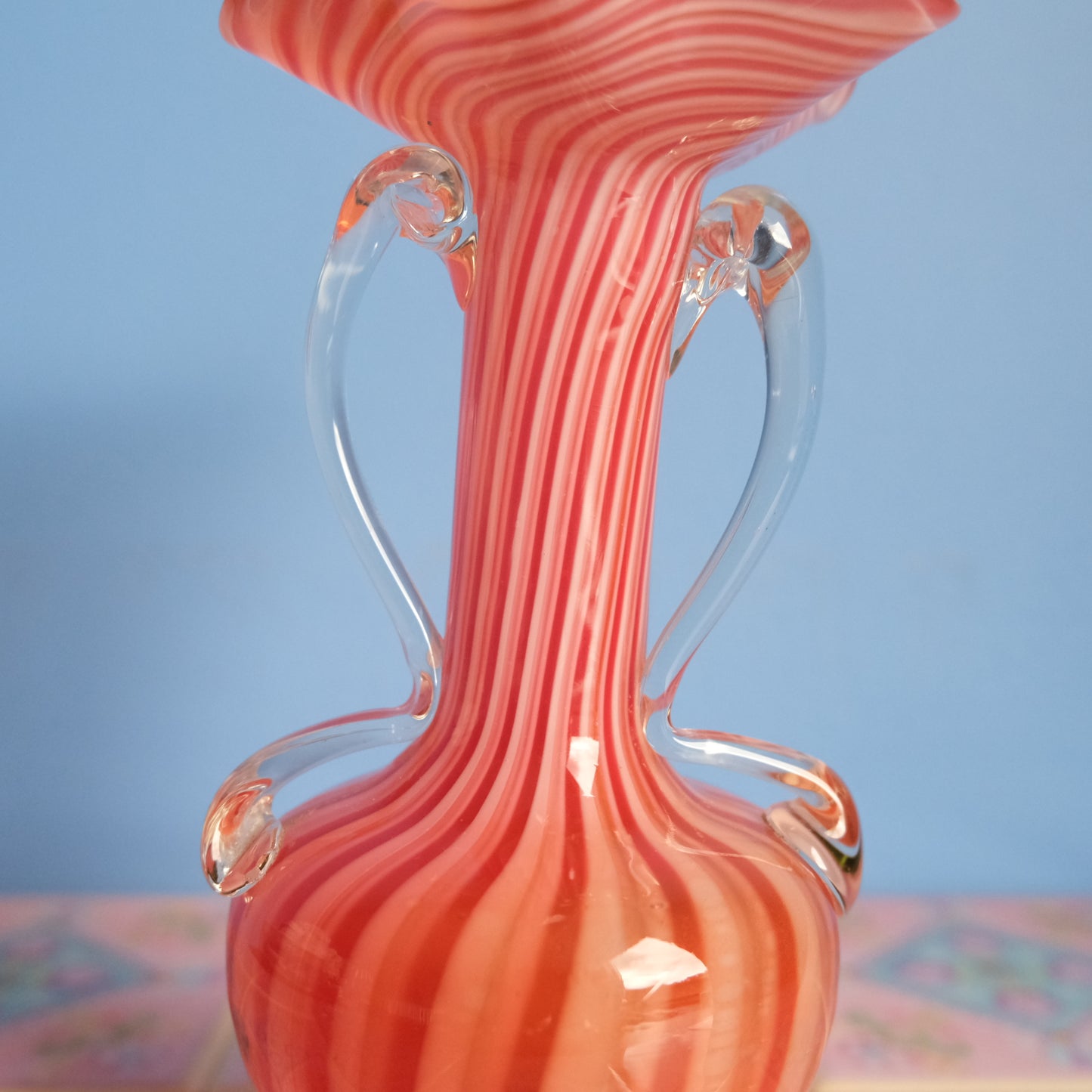 Vintage Murano orange striped vase