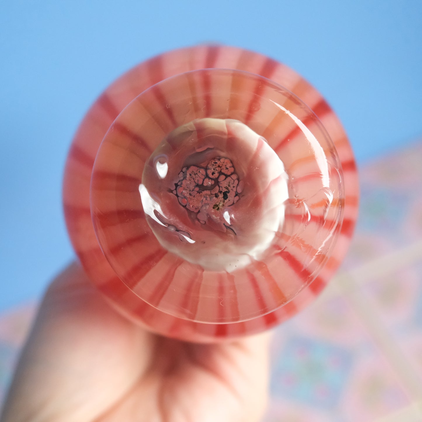 Vintage Murano orange striped vase