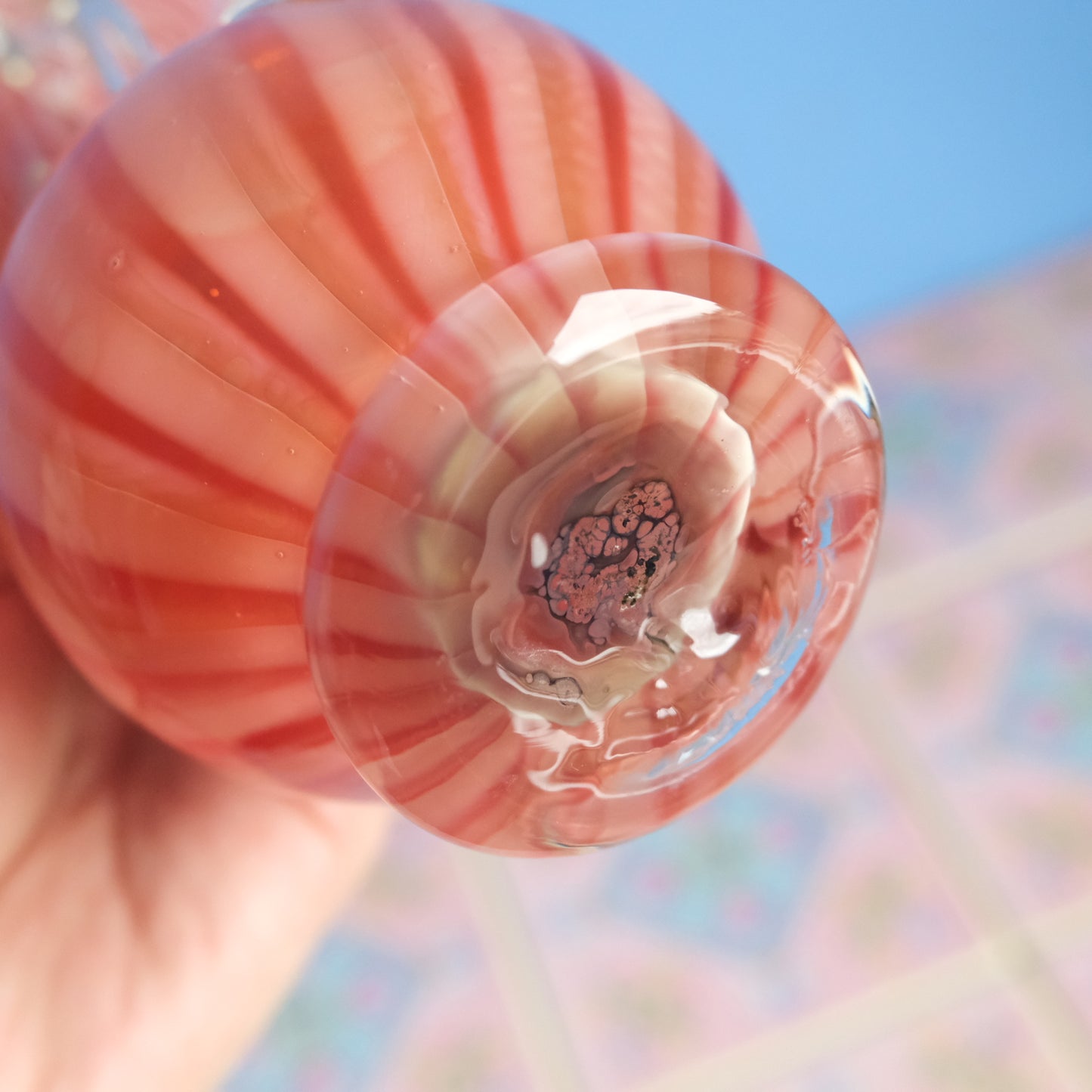 Vintage Murano orange striped vase