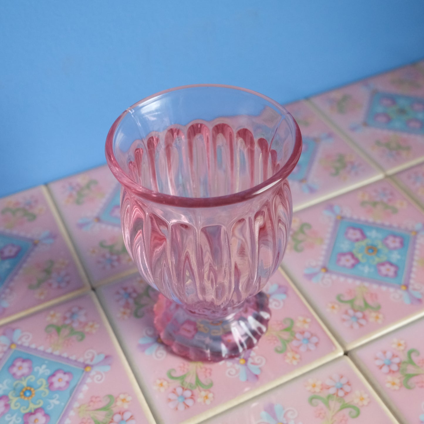 Vintage pink glass vase