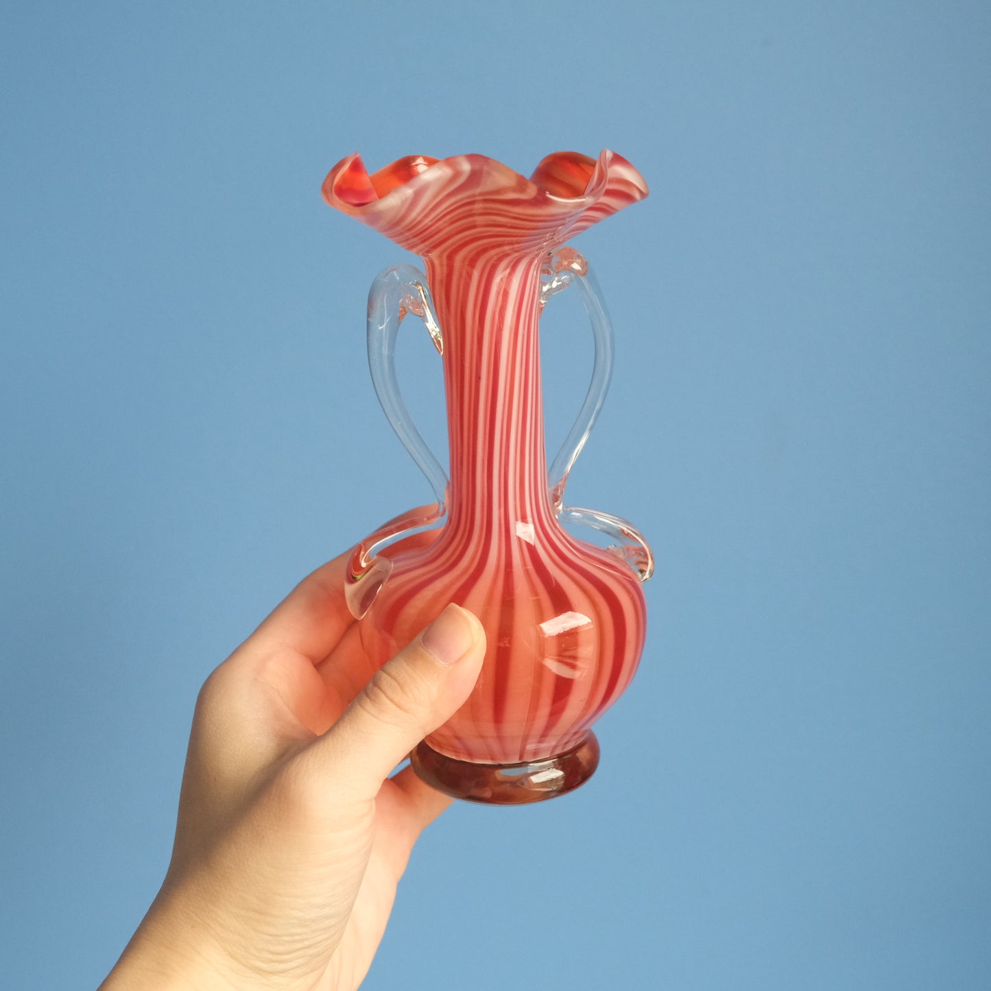 Vintage Murano orange striped vase
