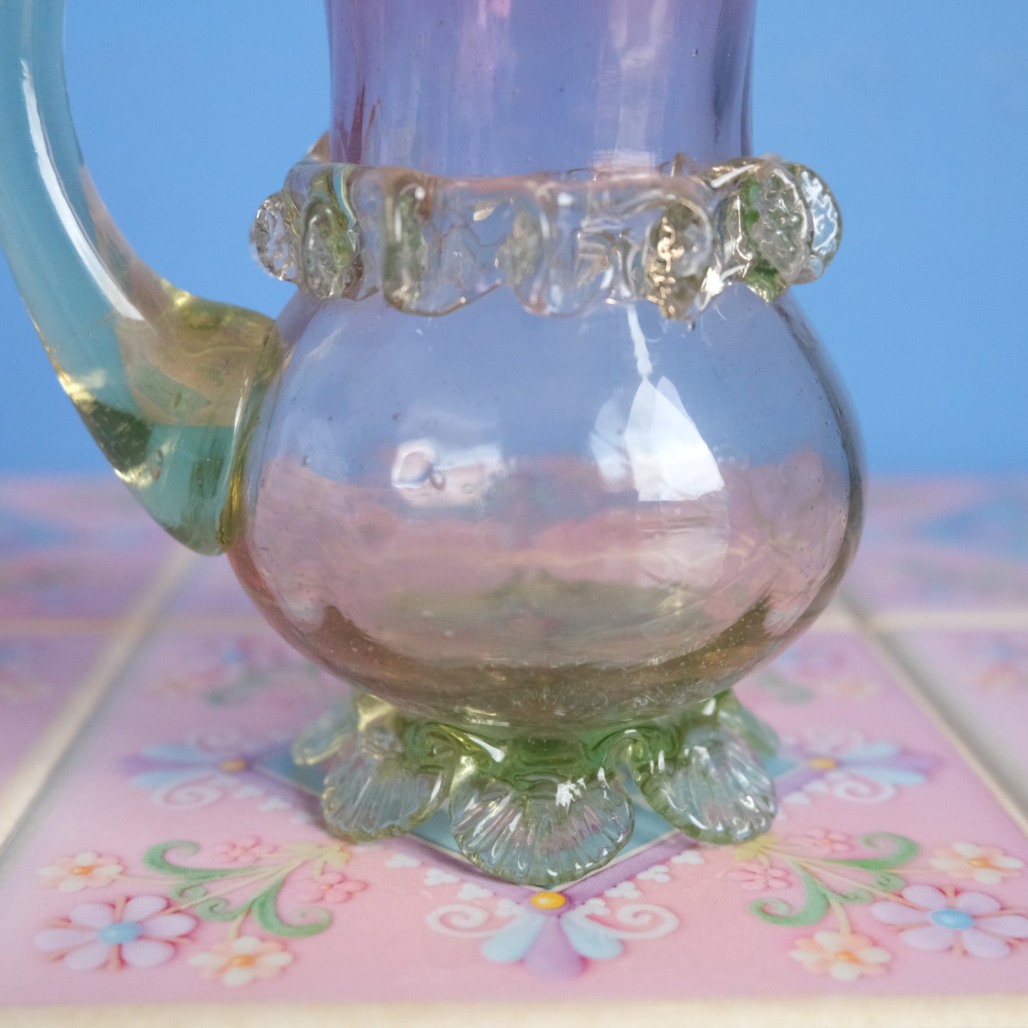 Antique pink floral jar vase