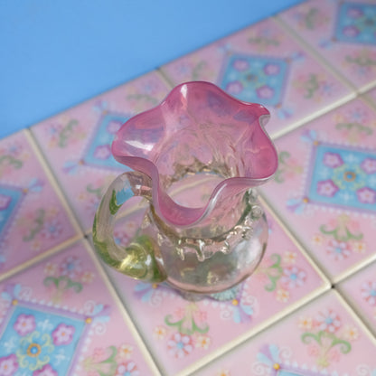 Antique pink floral jar vase