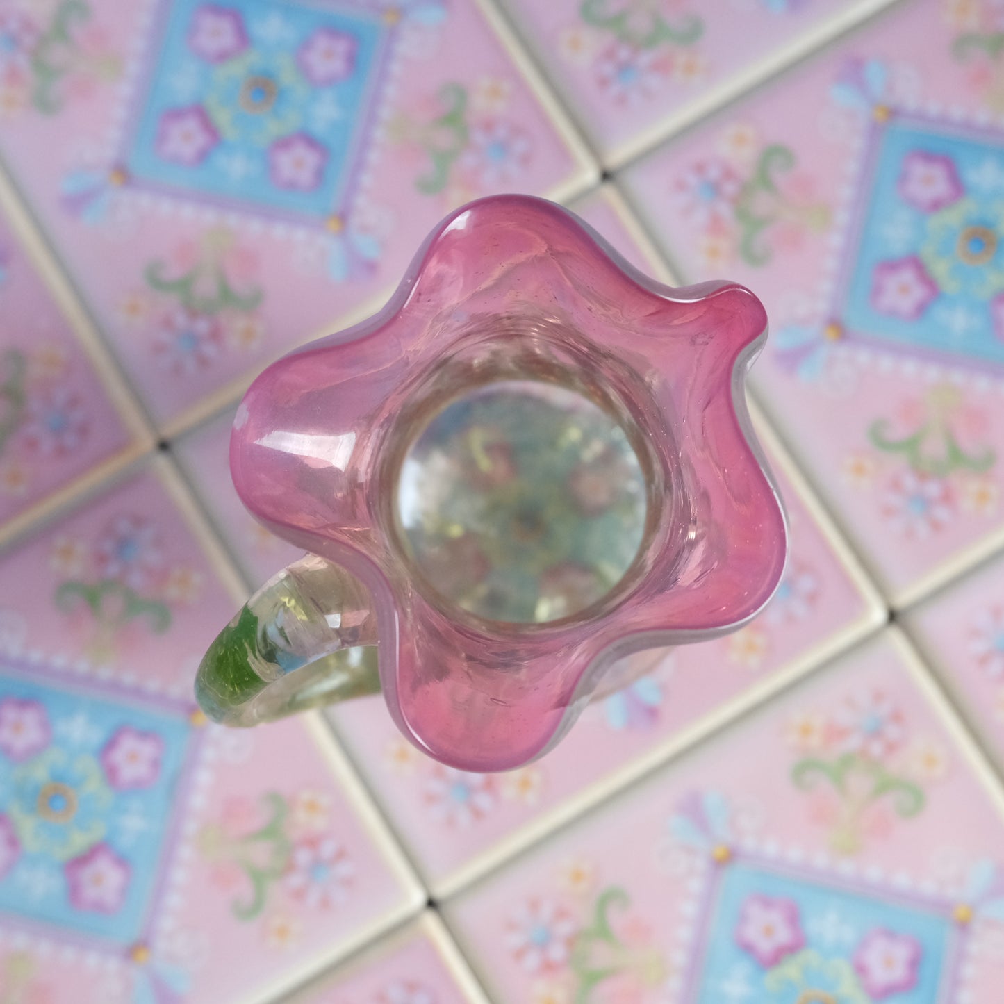 Antique pink floral jar vase