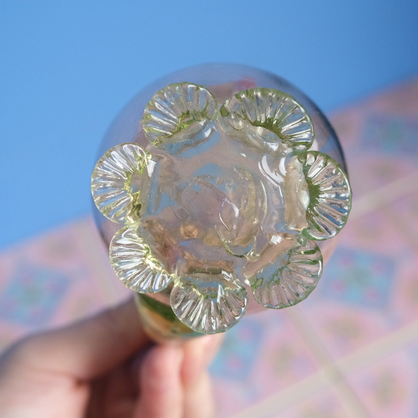 Antique pink floral jar vase