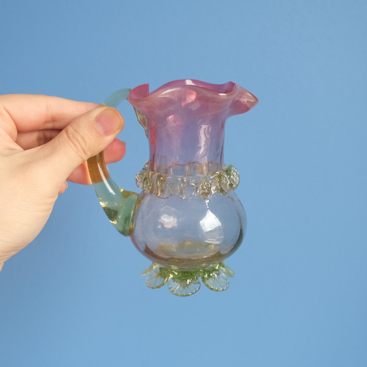 Antique pink floral jar vase