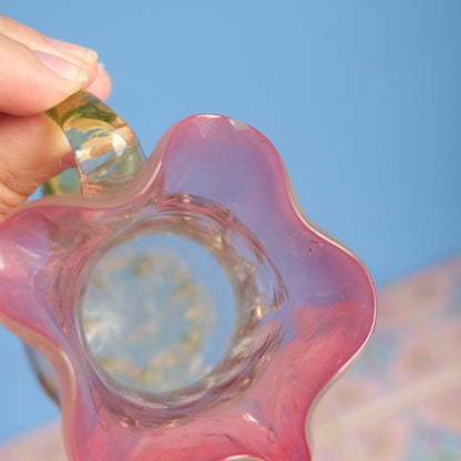 Antique pink floral jar vase