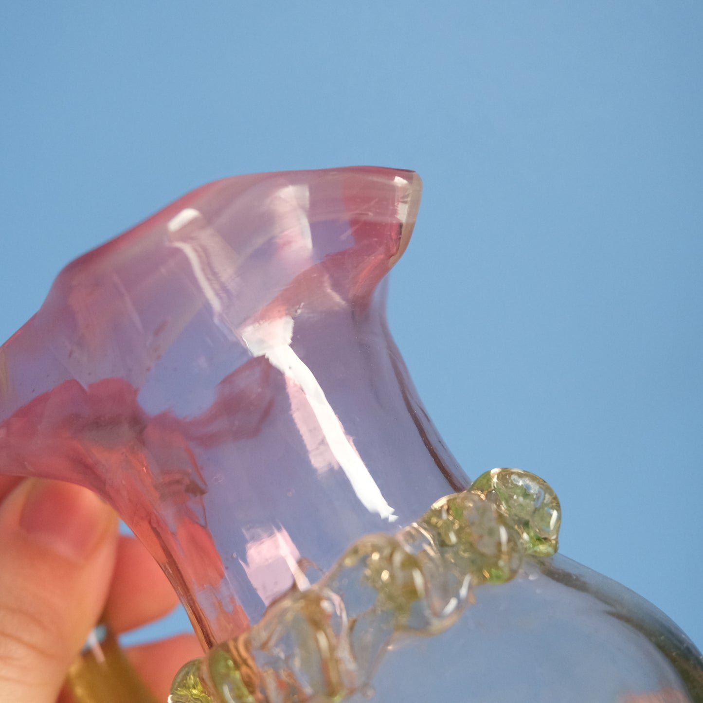 Antique pink floral jar vase