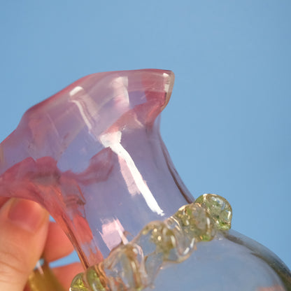 Antique pink floral jar vase