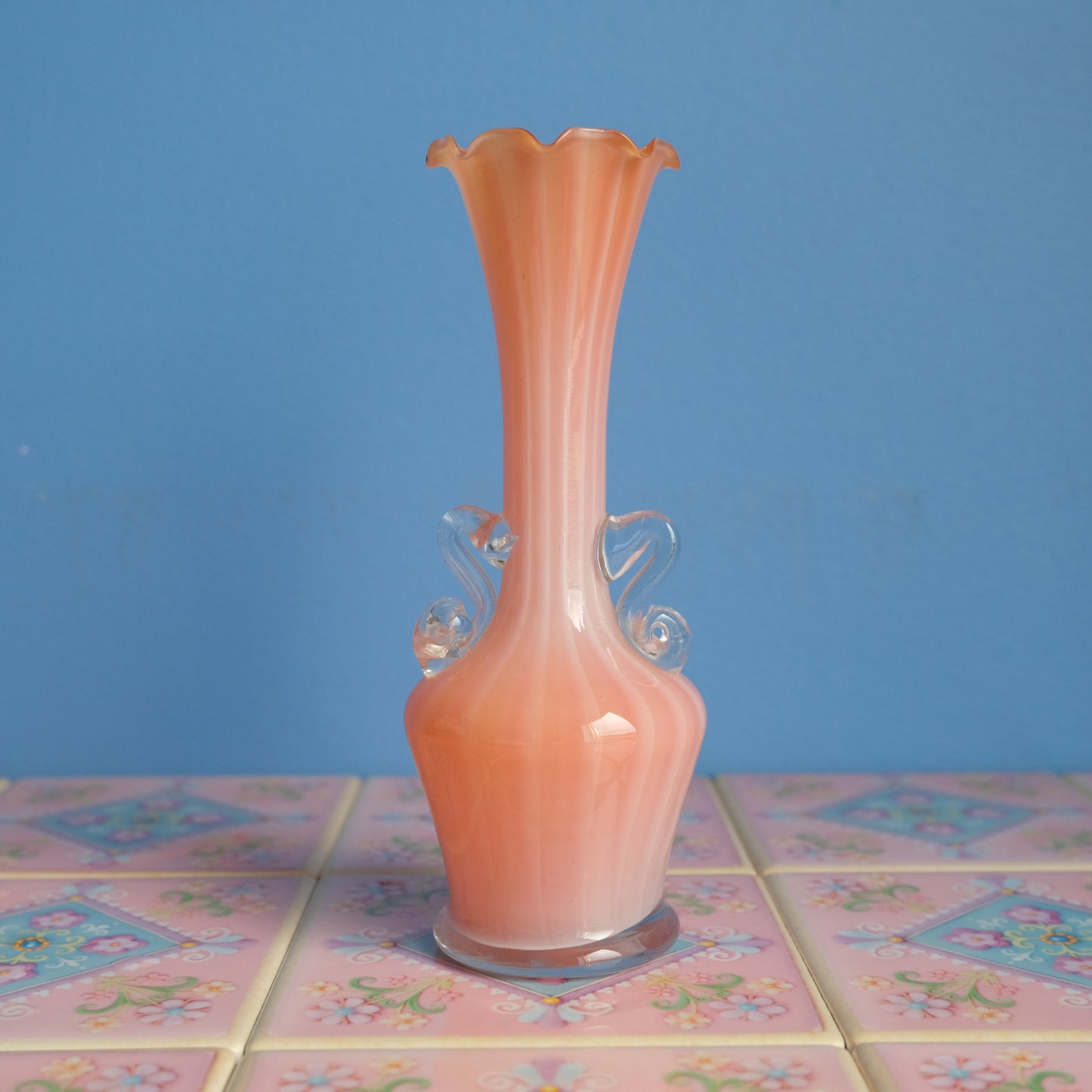 Vintage orange striped vase