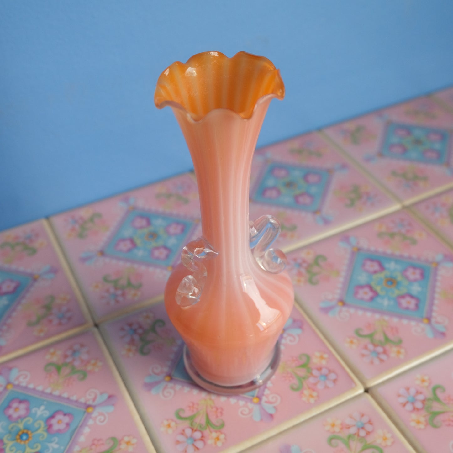 Vintage orange striped vase