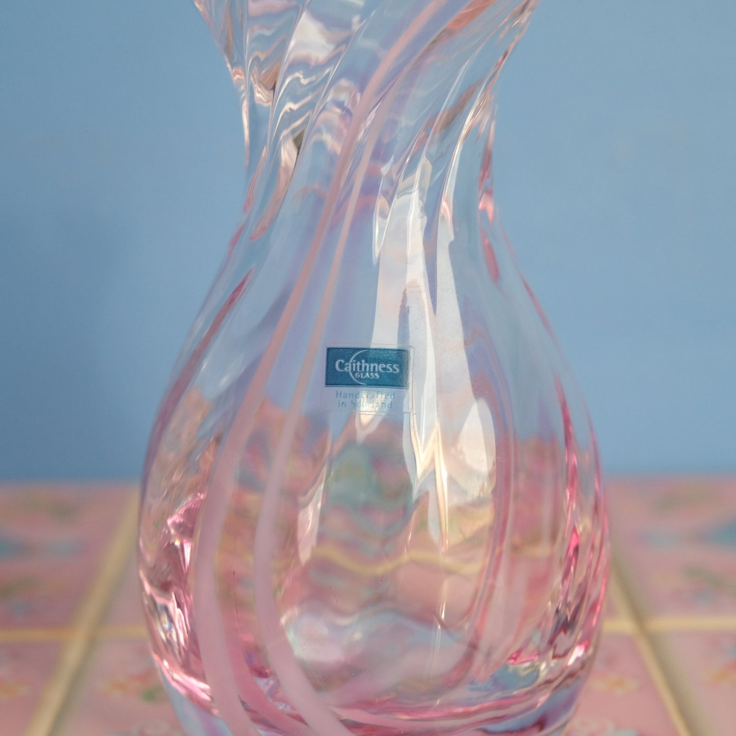 Vintage Caithness pink swirl mini vase