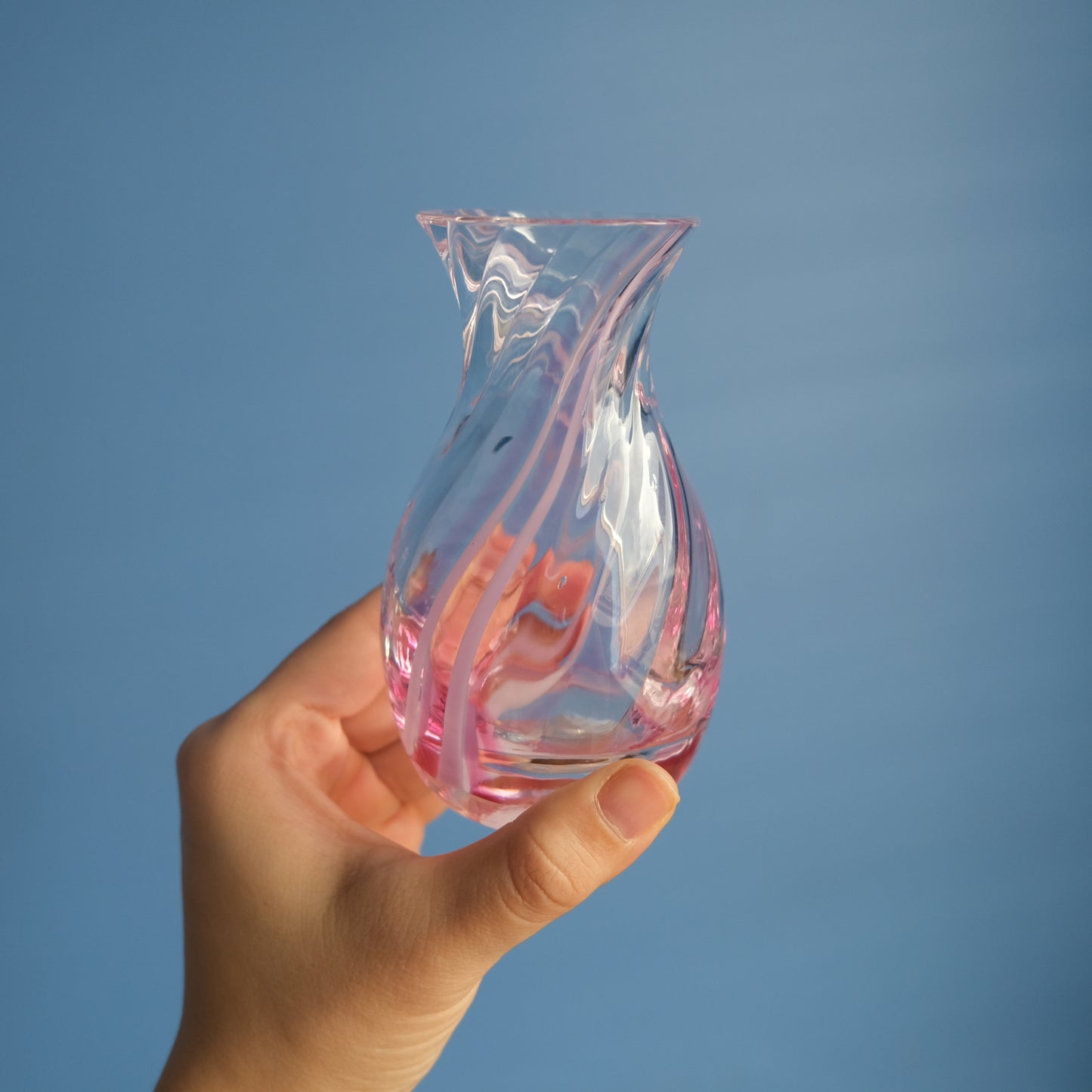 Vintage Caithness pink swirl mini vase