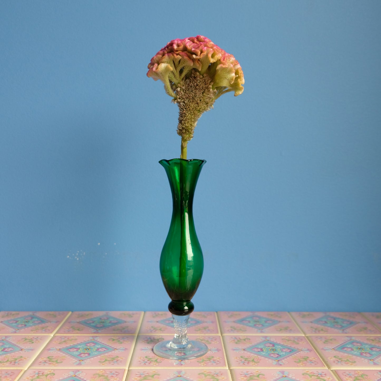 Vintage green slim vase