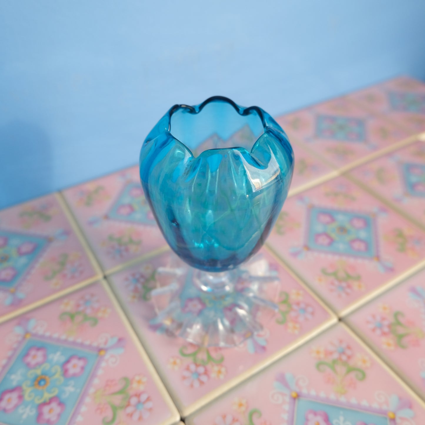 Antique hand blown blue vase