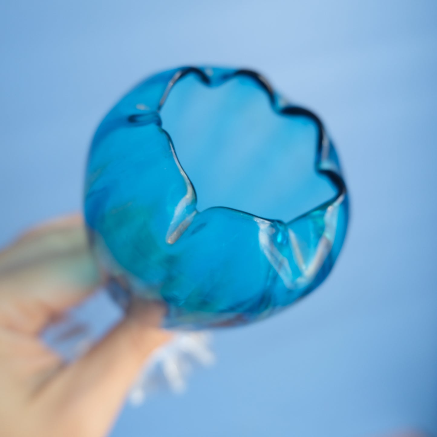 Antique hand blown blue vase