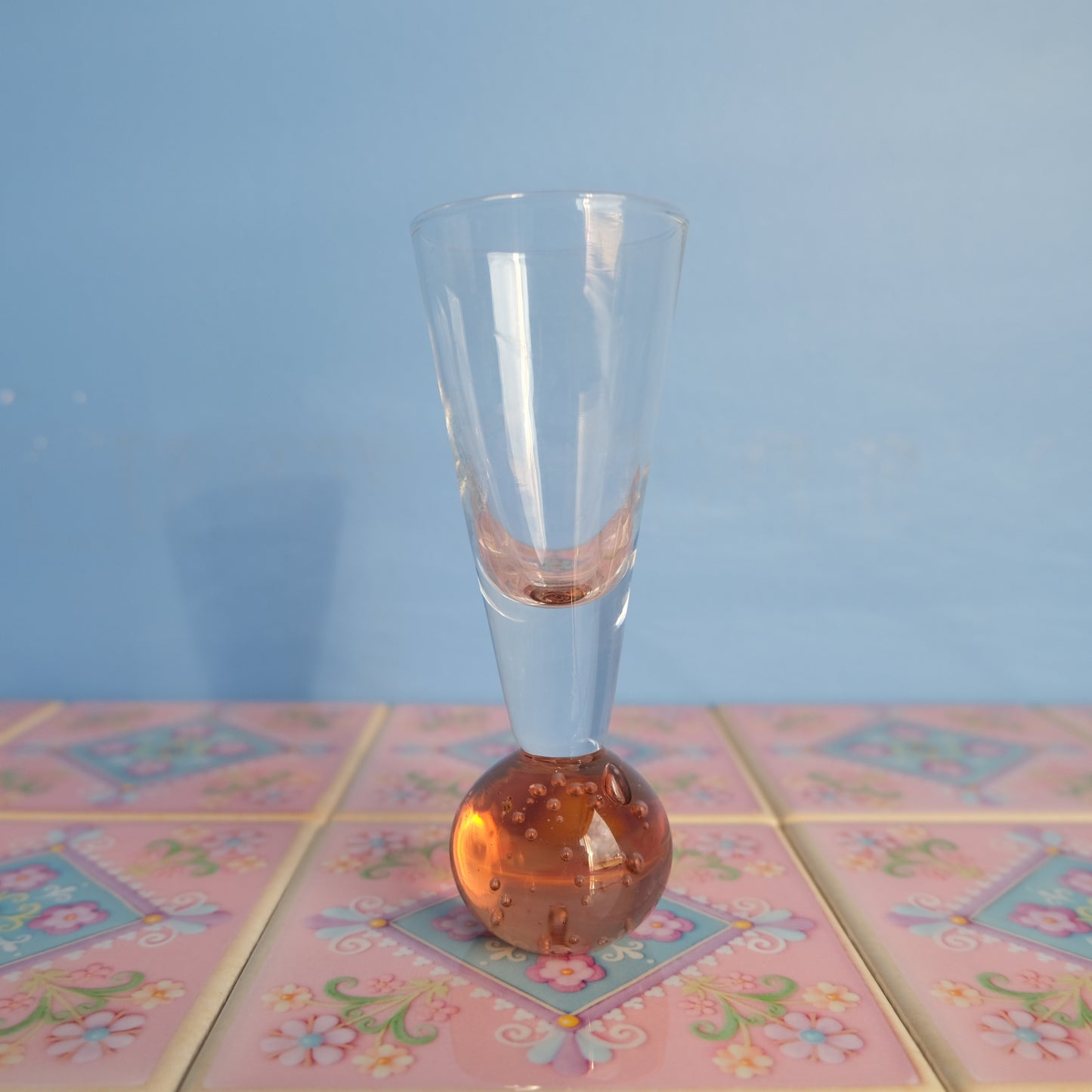 Vintage orange bubble glass bud vase