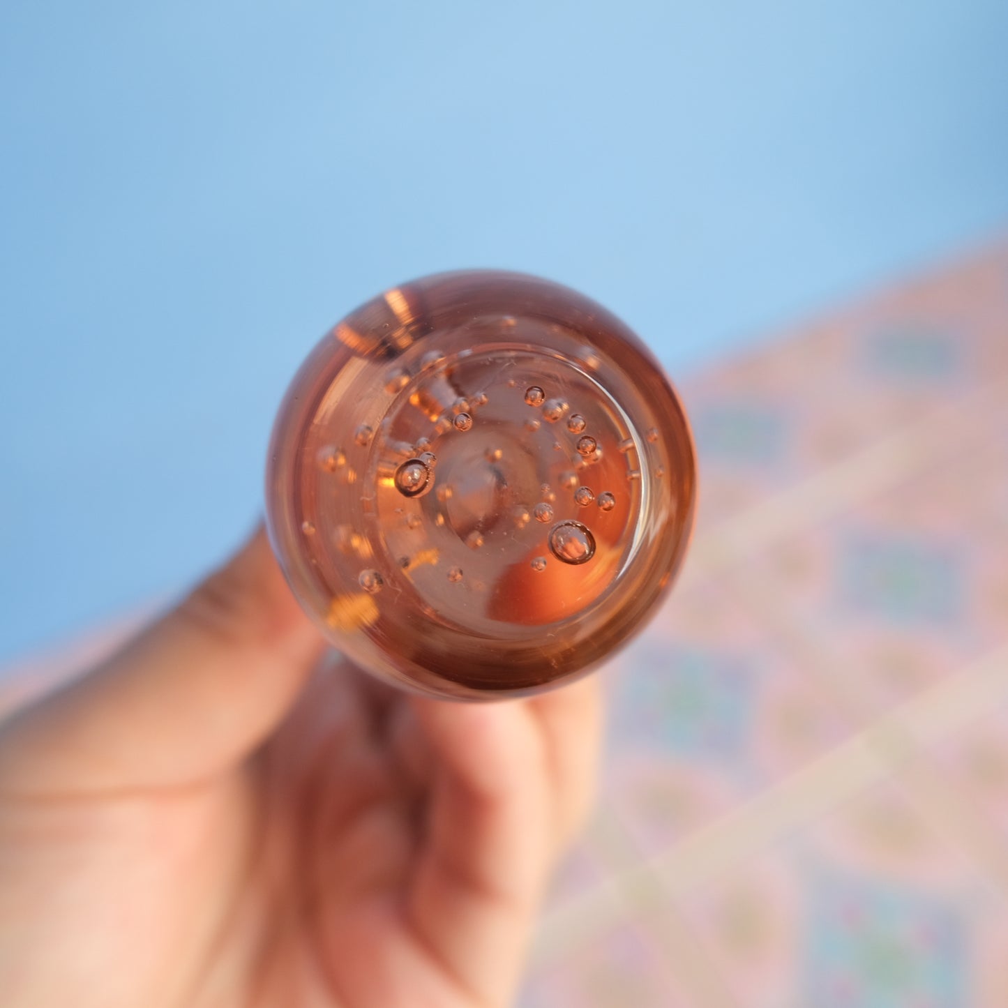 Vintage orange bubble glass bud vase