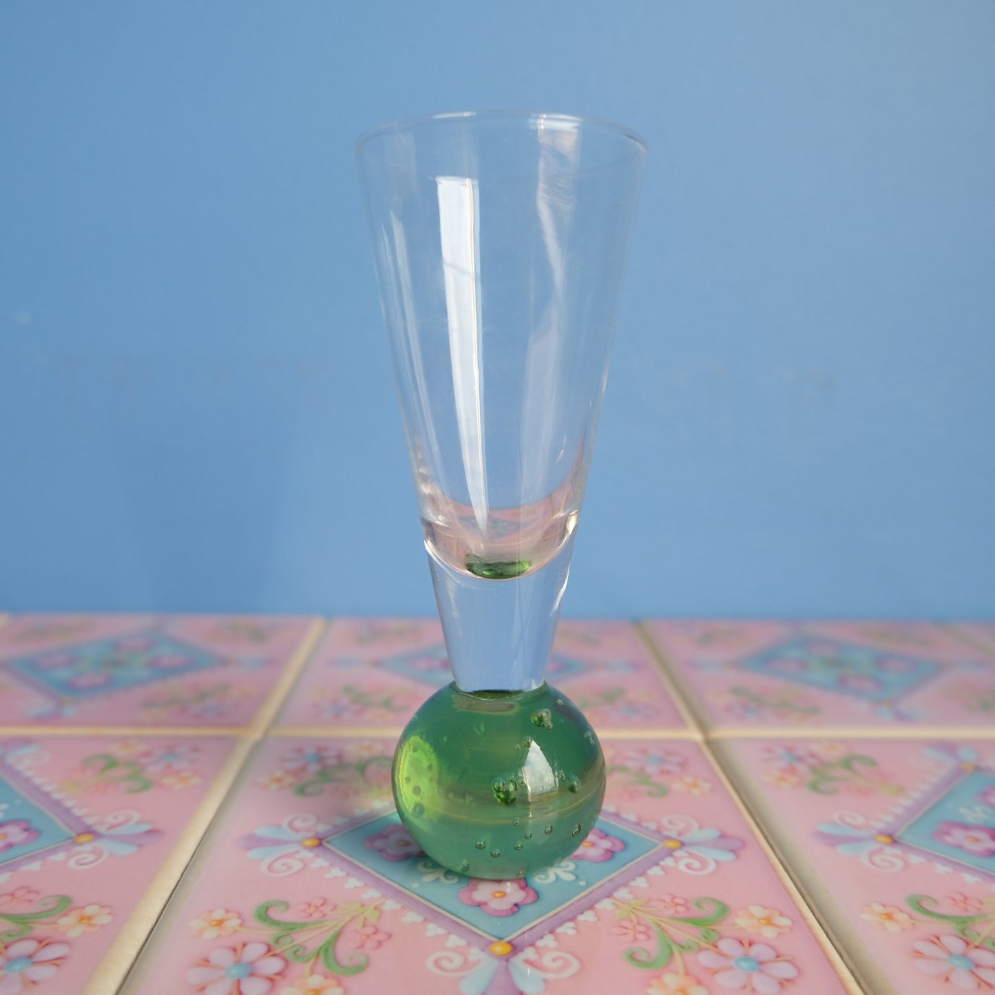 Vintage green bubble glass bud vase