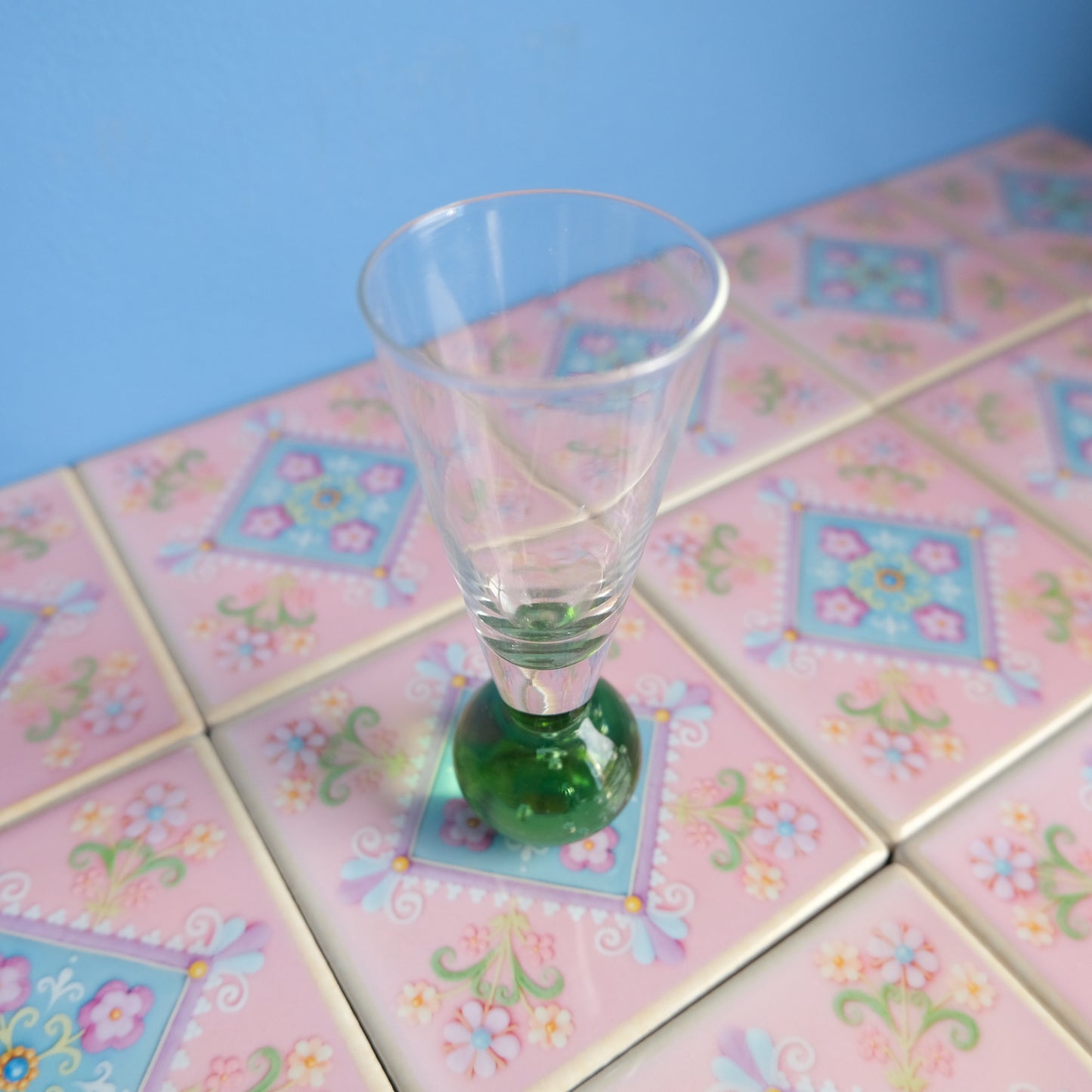 Vintage green bubble glass bud vase