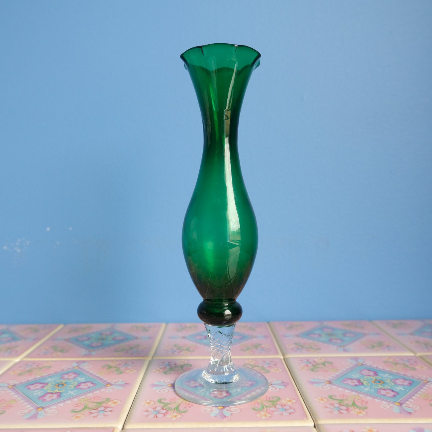 Vintage green slim vase