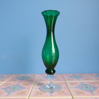 Vintage green slim vase