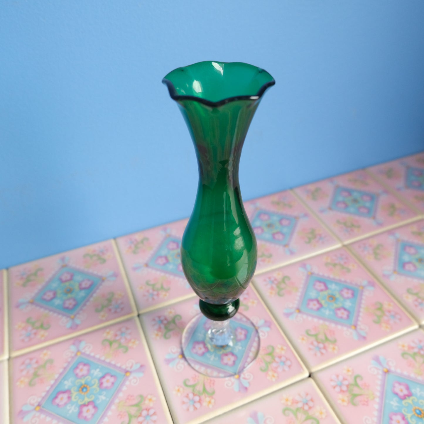 Vintage green slim vase