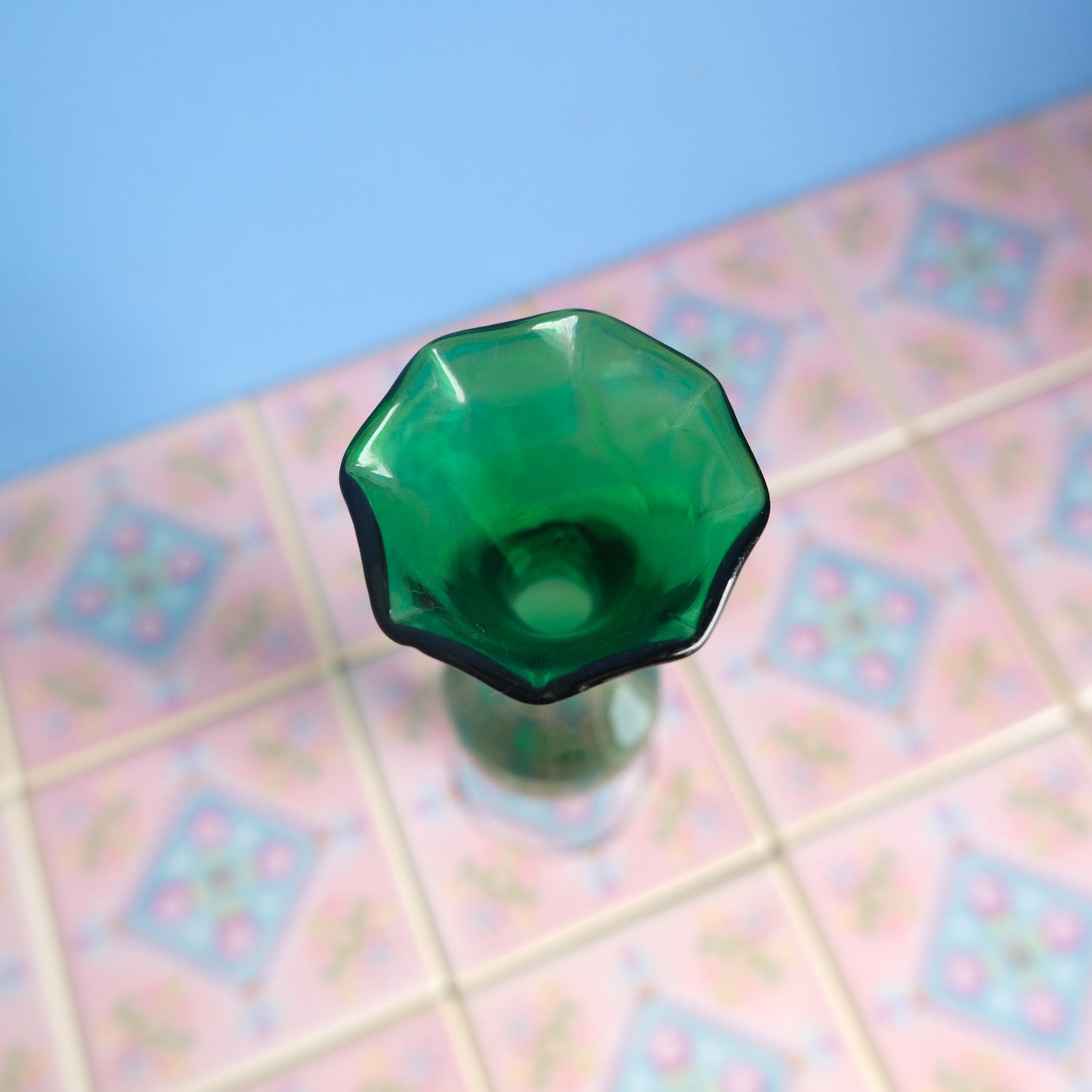 Vintage green slim vase