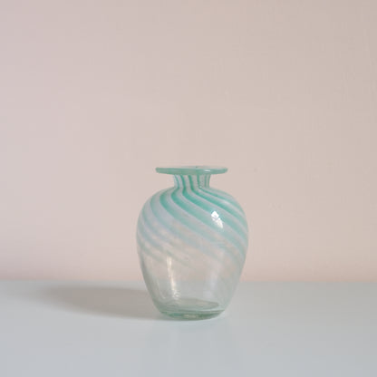 Vintage Mint Green x Clear Swirled Stripe Vase