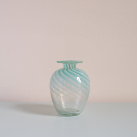 Vintage Mint Green x Clear Swirled Stripe Vase