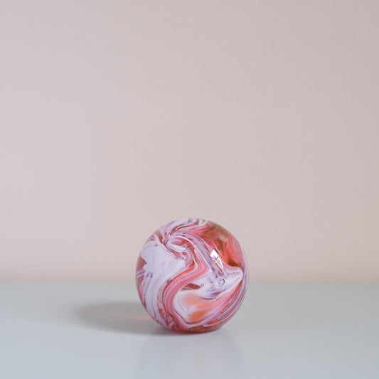 Vintage Pink Marble Glass Paperweight