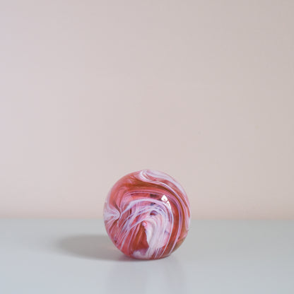 Vintage Pink Marble Glass Paperweight
