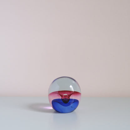 Vintage Pink & Blue Glass Paperweight