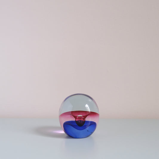 Vintage Pink & Blue Glass Paperweight