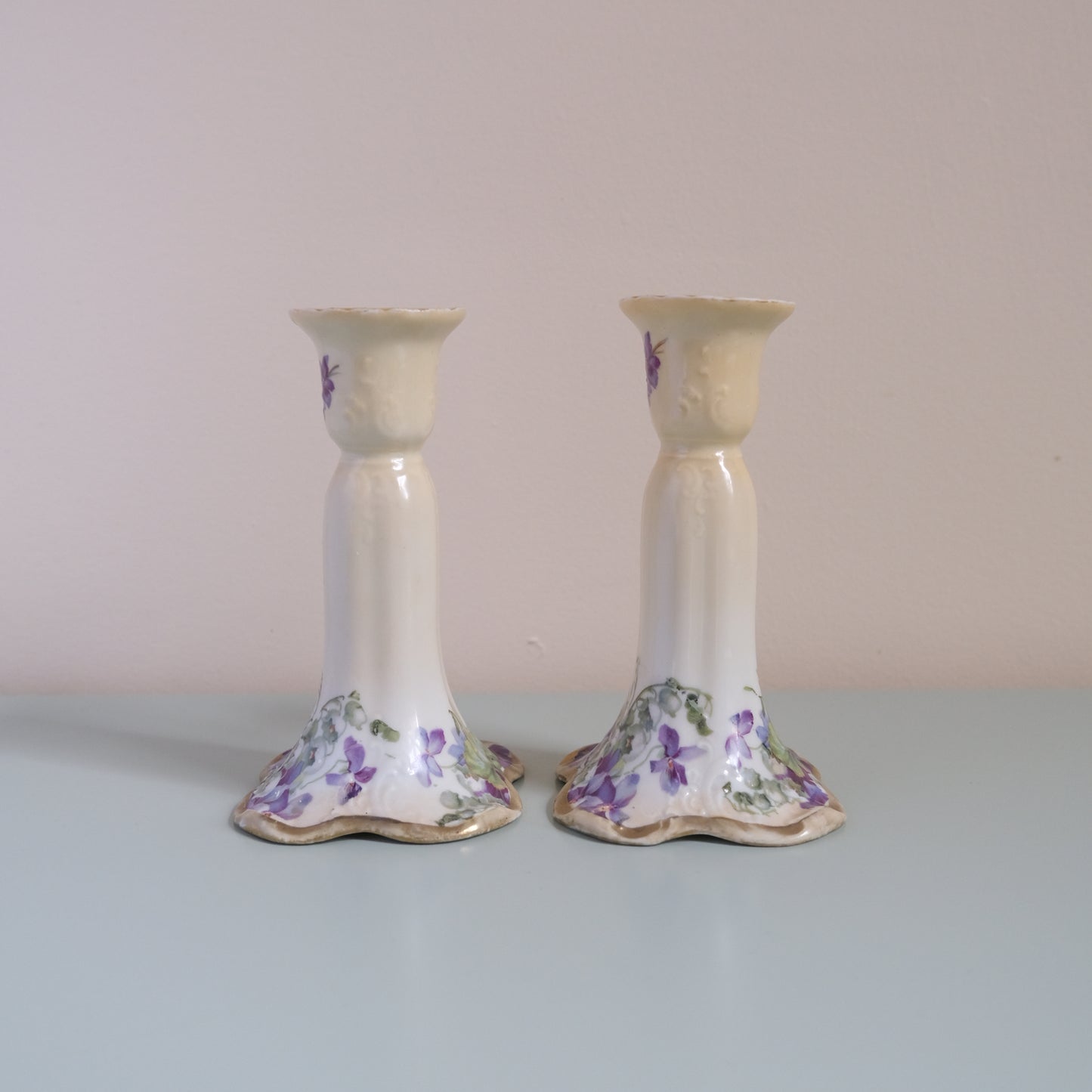 Vintage Pair Of Vioret Candle Holders