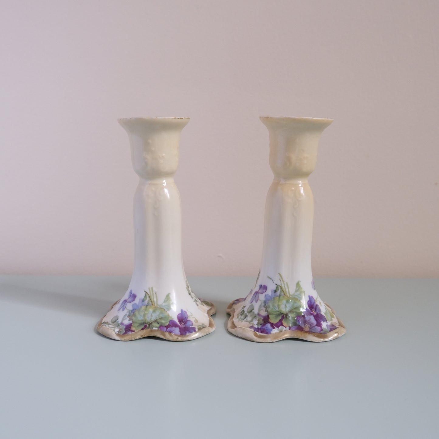 Vintage Pair Of Vioret Candle Holders