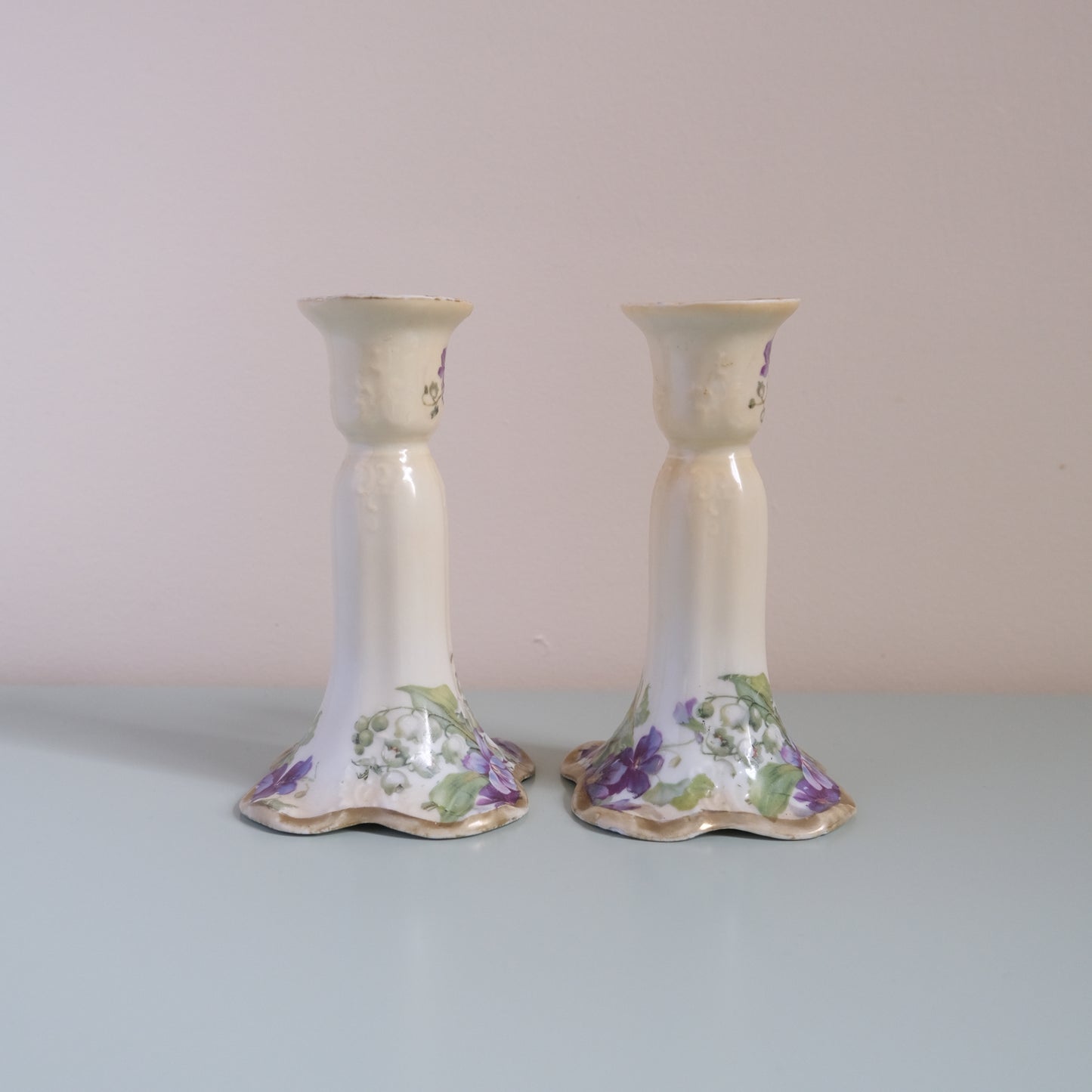Vintage Pair Of Vioret Candle Holders