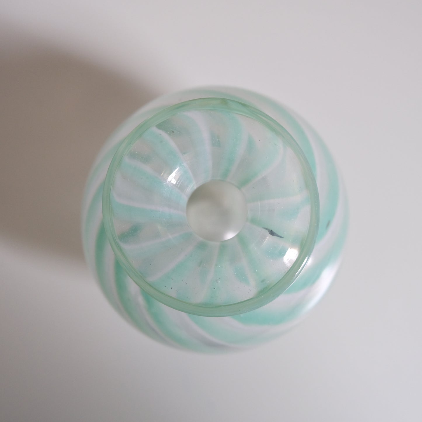 Vintage Mint Green x Clear Swirled Stripe Vase