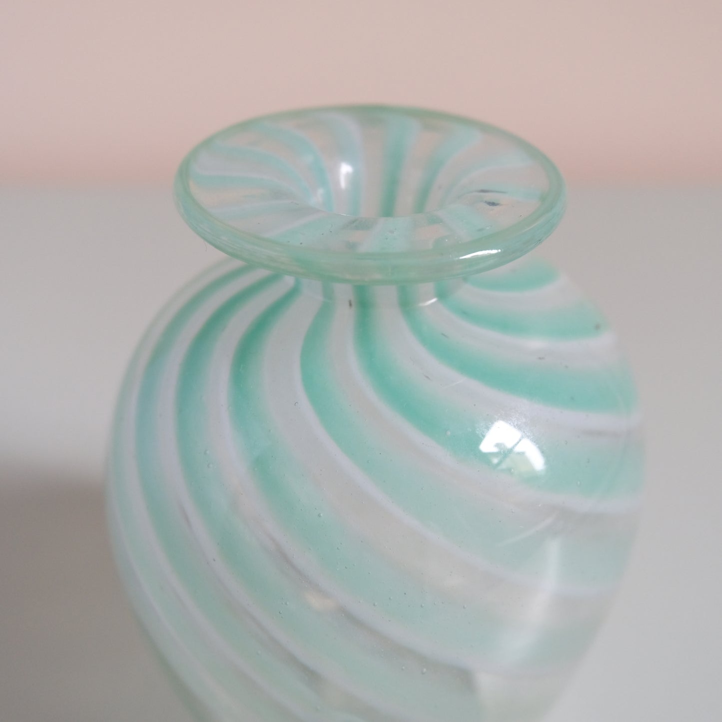 Vintage Mint Green x Clear Swirled Stripe Vase