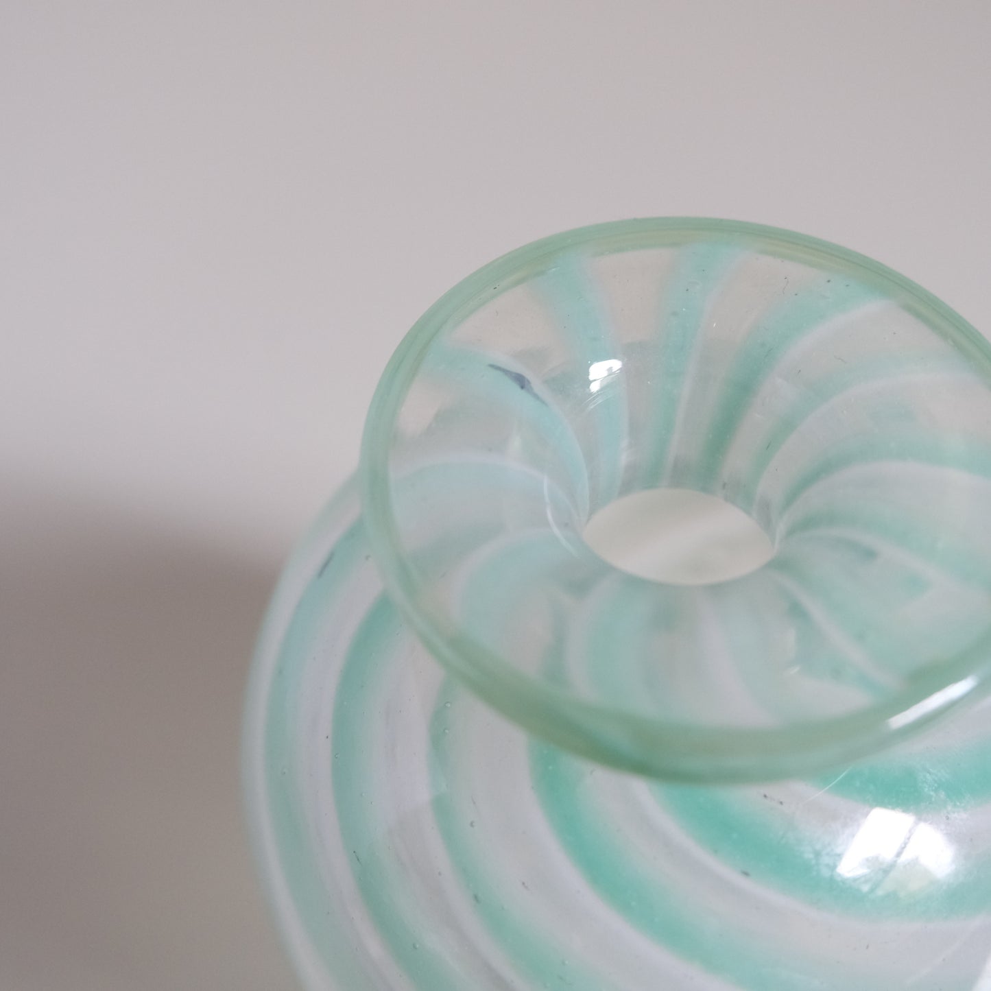 Vintage Mint Green x Clear Swirled Stripe Vase