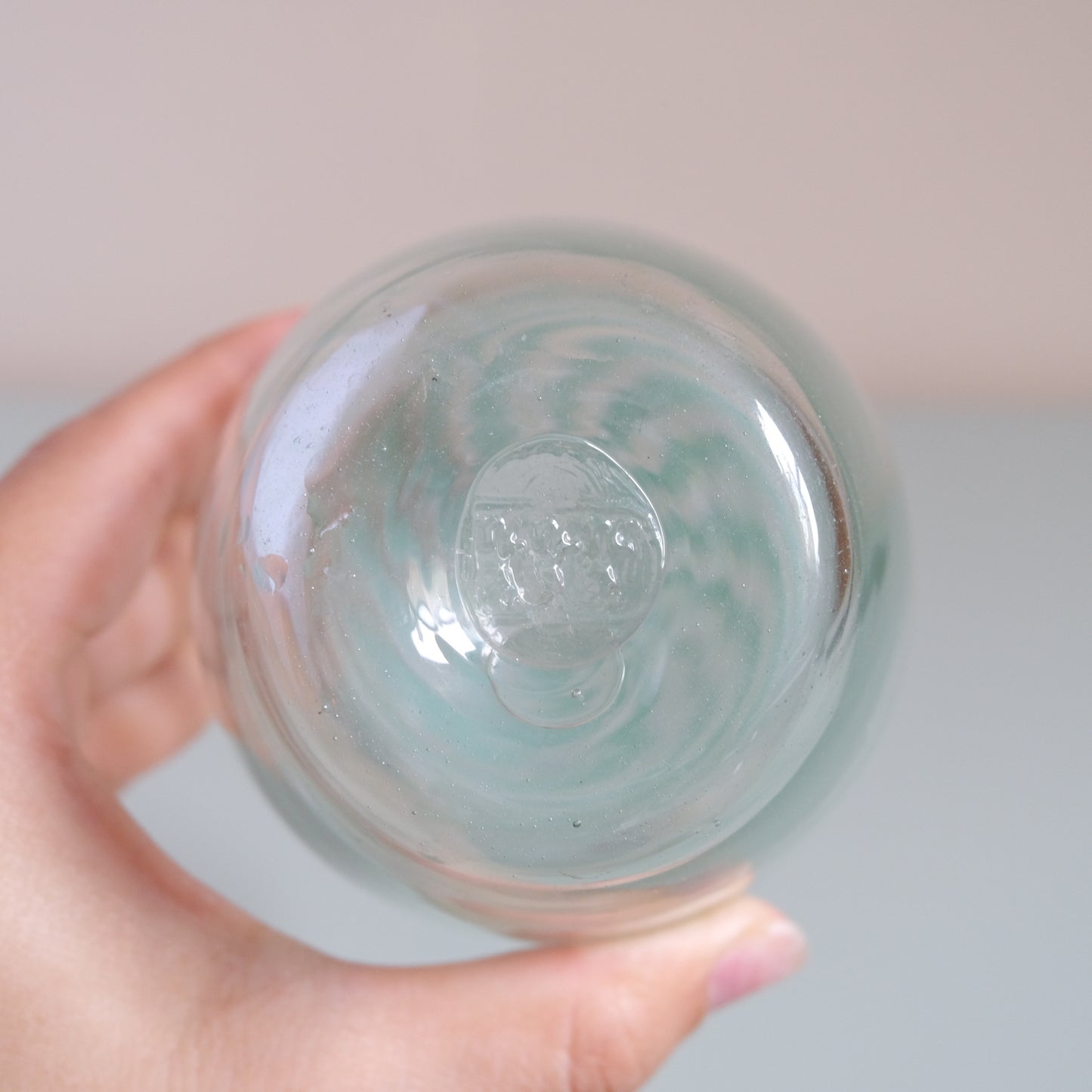Vintage Mint Green x Clear Swirled Stripe Vase