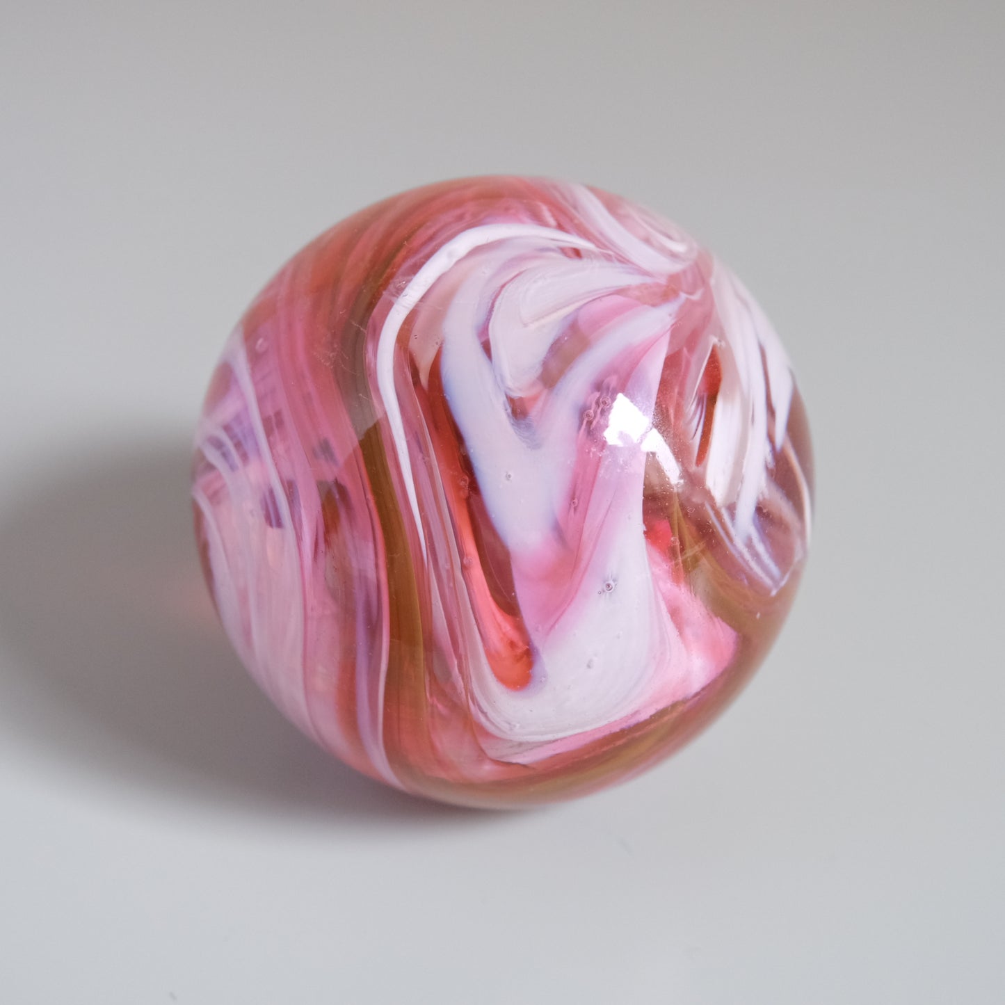 Vintage Pink Marble Glass Paperweight