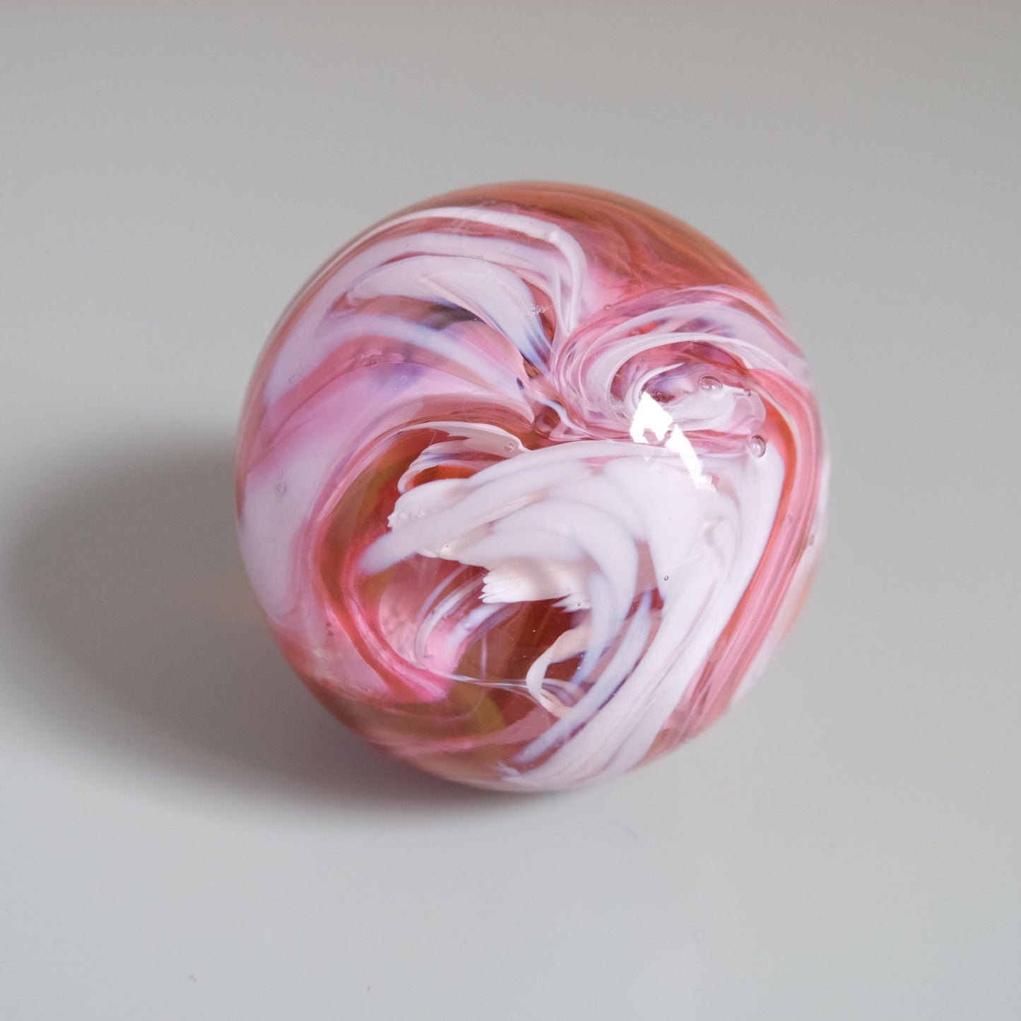 Vintage Pink Marble Glass Paperweight
