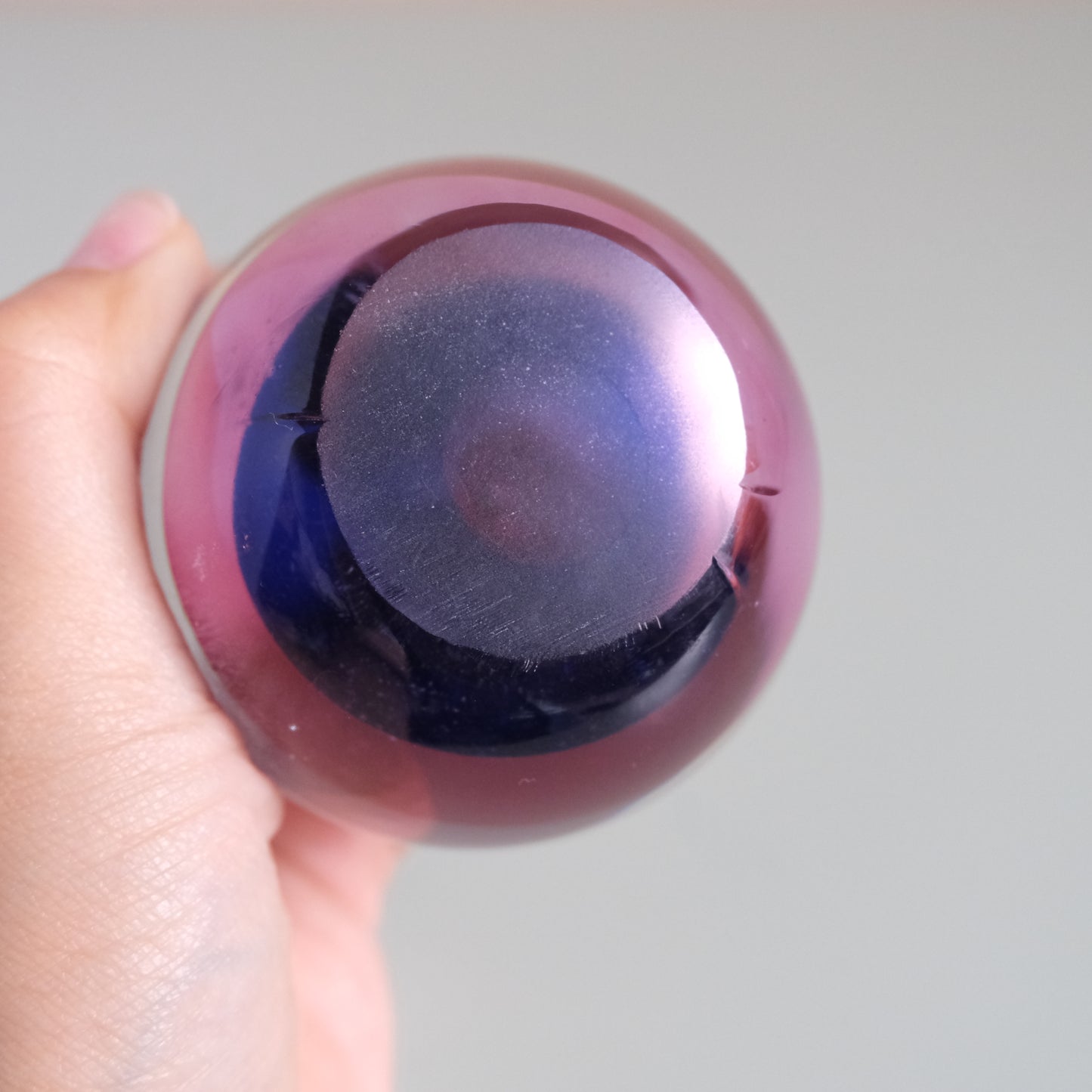Vintage Pink & Blue Glass Paperweight