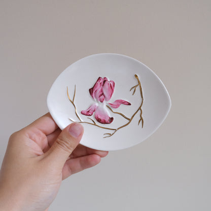 Vintage Carlton Ware Magnolia Trinket Dish - White