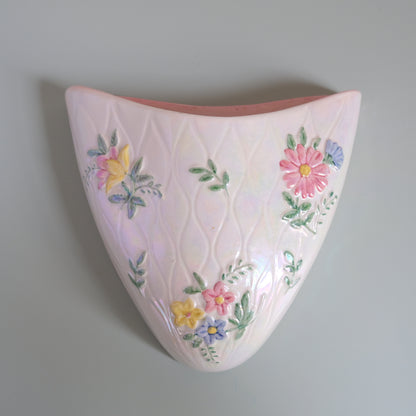 Vintage MALING Lustreware Floral Wall Pocket Vase