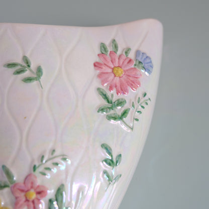 Vintage MALING Lustreware Floral Wall Pocket Vase